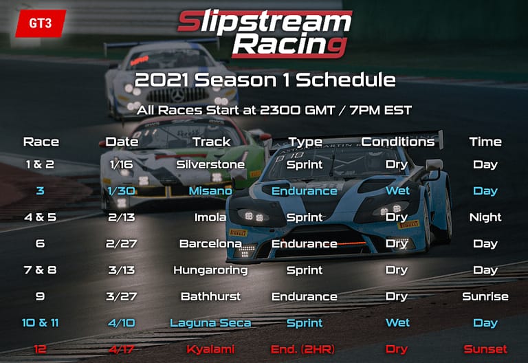 Updated Slipstream Racing Schedule | 2