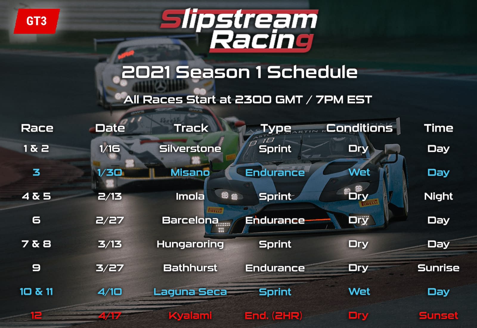 Slipstream Racing GT3 Schedule Change | Slipstream Racing